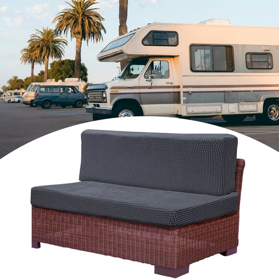 Camper Cushion Cover Non-Slip RV Dinette Seat Cover for Camper Sofa Bench Polyester Deep Gray 1 Set