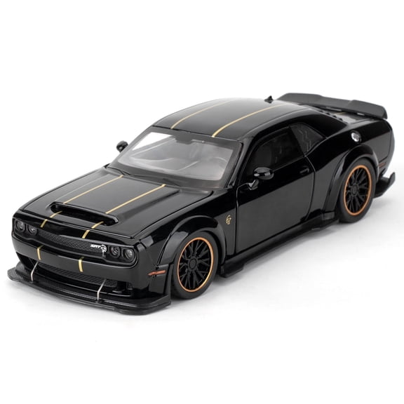 BDTCTK Play Vehicle Compatible for Dodge Challenger SRT Hellcat Pull Back 1:32 Scale with Lights and Sounds, Black