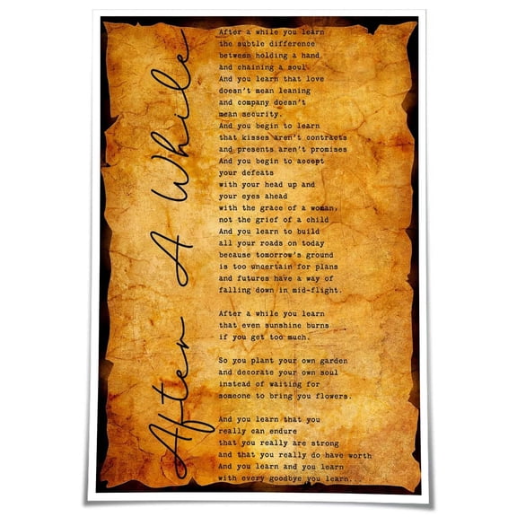 After A While Poem Wall Art Quote Poster Canvas for Bedroom Decorative for Hallway poster