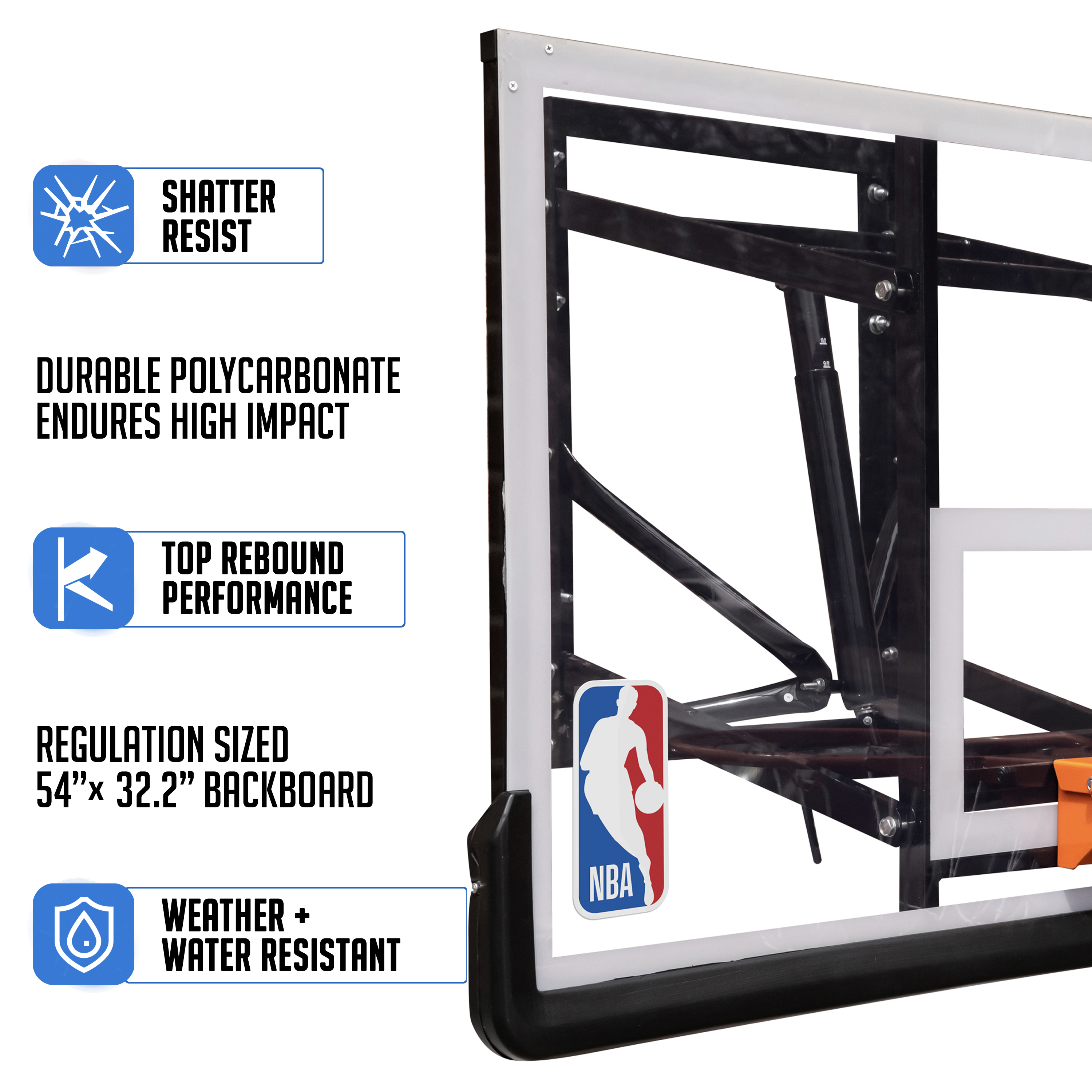 NBA Official 54 In. Wall-Mounted Basketball Hoop with Polycarbonate Backboard - image 5 of 9