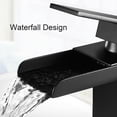 thumbnail image 4 of Grifo mezclador de cascada para lavabo alto, negro mate, rectangular, ajustable, cuadrado, para lavabo de encimera, mezclador para lavabo de mano, acero inoxidable, antioxidante, sin plomo, 4 of 5