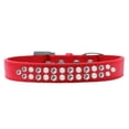 thumbnail image 1 of Two Row Pearl And Clear Crystal Size 18 Red Dog Collar, 1 of 1