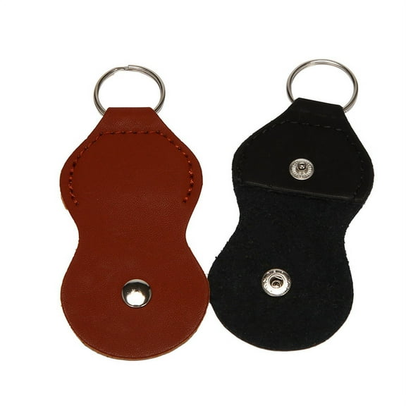 Guitar Picks Holder Case - Leather Keychain Plectrum Key Fob Cases Bag (2 Pack - blk11386