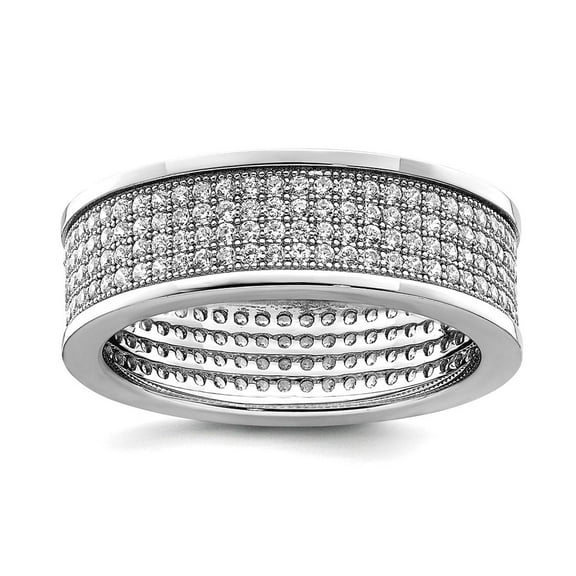 925 Sterling Silver Rhodium Plated Pave Cubic Zirconia Eternity Band Ring Size 6 Eternity Ring for Women and Men