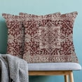thumbnail image 2 of Boho Throw Pillow Covers 18x18 Inch Set of 2, Christmas Burgandy Red Decorative Throw Pillow Covers Carpet Pattern Wine Red Outdoor Cushion Cover for Sofa Couch Farmhouse Room Bed Decor, 2 of 7