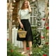 thumbnail image 3 of Falda De Algodón Allegra K Vintage Campesina Con Cintura Elástica Negro XL, 3 of 7