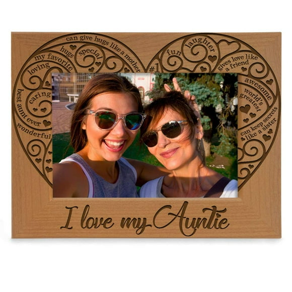 KATE POSH I Love my Auntie Picture Frame, Best Aunt Ever, Engraved Natural Wood Picture Frame (5x7 - Horizontal)