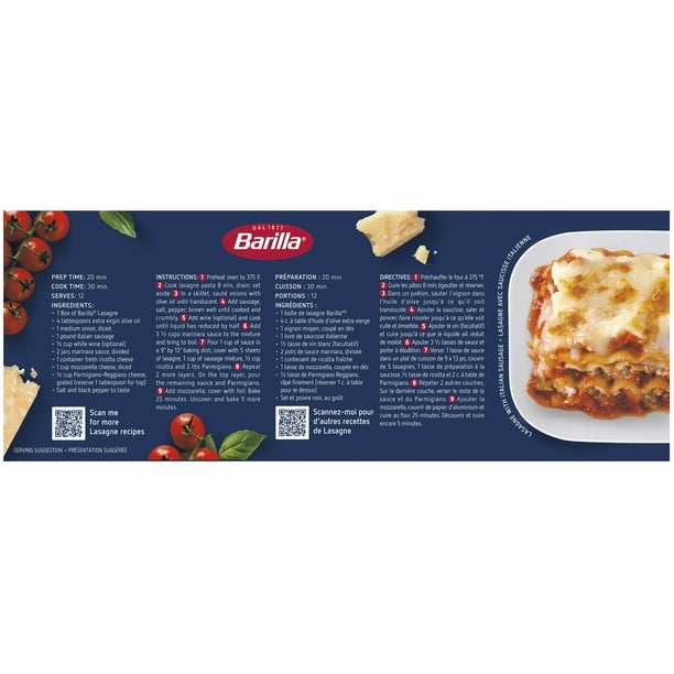 Barilla Lasagne Pasta Barilla Wavy Lasagna 454 g