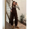 thumbnail image 3 of PUWEI Women's Corduroy Overalls Wide Leg Barrel Jeans Adjustable Straps Bib Romper with Pockets, 3 of 7