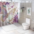 thumbnail image 7 of Awypu Shower Curtain Set Butterfly Floral Watercolor Butterfly Flowers Pink Purple Butterfly Spring White, 7 of 7