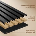 thumbnail image 5 of Fahomiss Modern Acoustic Wood Slat Wall Panels 4-Pack 47"x24", Black 3D Soundproof Decor, 5 of 11
