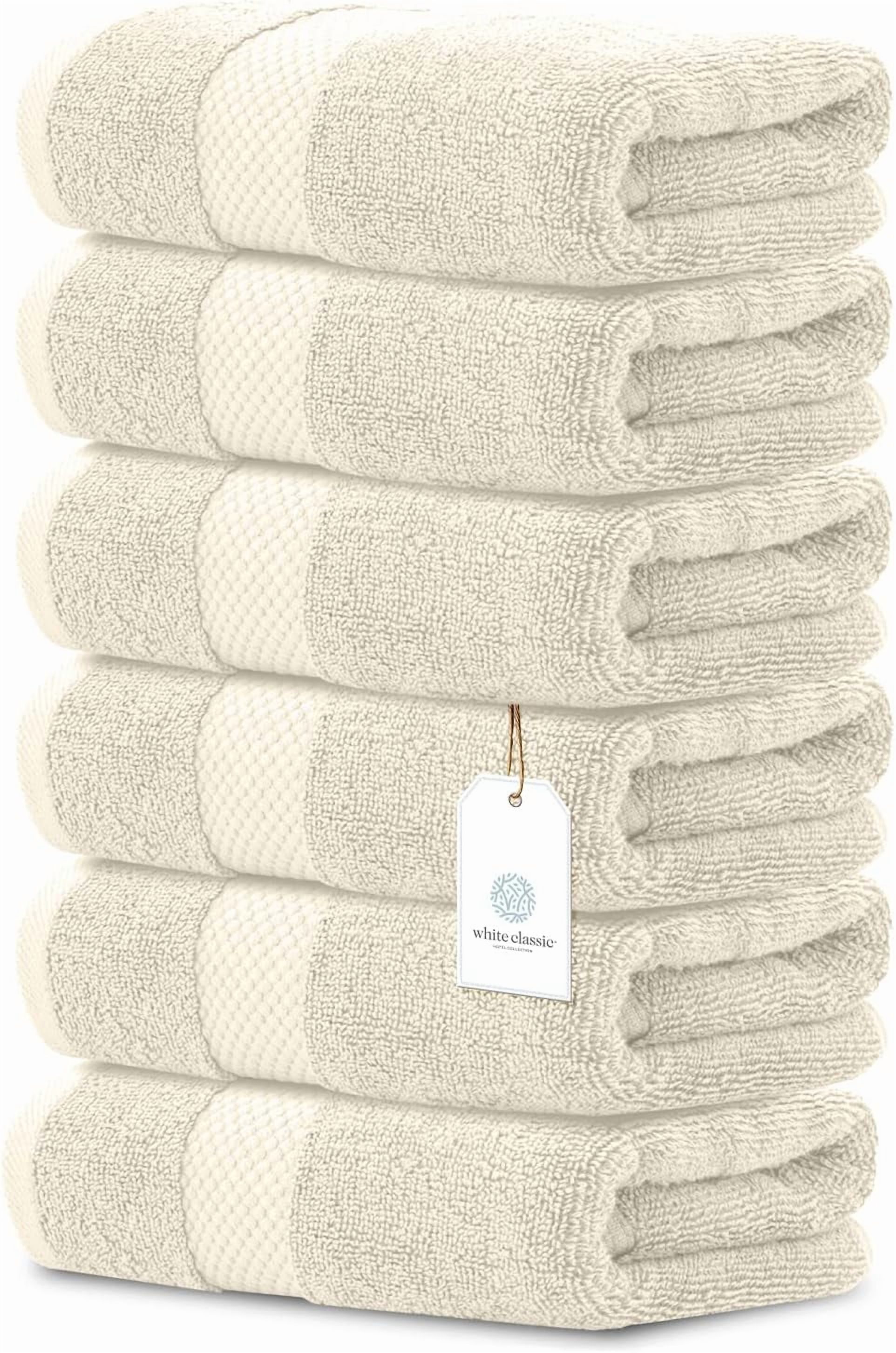 Luxury White Hand Towels - Soft 100% Turkish Cotton | Highly Absorbent Hotel spa Bathroom Towel Collection | 16x30 Inch | Set of 6