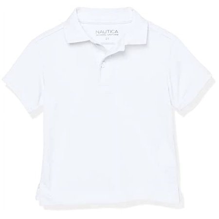 Nautica Boys' Little Boys' Uniform Short Sleeve Performance Polo, White, Medium/5