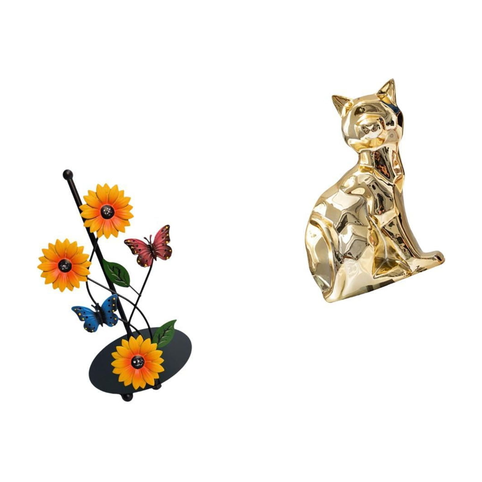 Fiocias Toilet Paper Holder Paper Towel Holder Countertop Kitchen Roll Holder Cat Statue Figurine Iron Ceramic Material Suitable for Living Room Bedroom Offic
