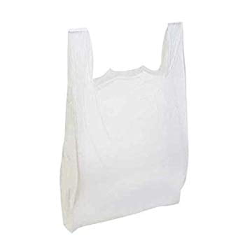 NEW PLASTIC VEST CARRIER BAGS BLUE OR WHITE 11X17X21 100 bags