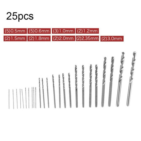 

25 Pcs 0.5mm-3mm Mini Micro HSS Spiral Drill Bit for Pcb Crafts Jewelry making