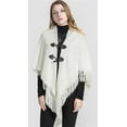 thumbnail image 2 of PIKADINGNIS Women Shawl Wraps Button Sweater Cardigan Cape Winter Tassel Soild Poncho with Hat, 2 of 6