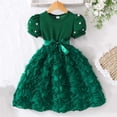 thumbnail image 4 of SBYOJLPB Robe Unie pour Enfants Col Rond Manches Courtes Robe d'Été Fille en Maille avec Nœud Jupe Décontractée et Confortable, 4 of 5