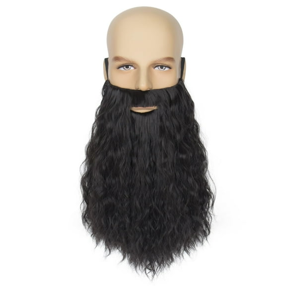 Barba falsa Yan Dream para hombre, larga y rizada, negra, para fiesta de Halloween