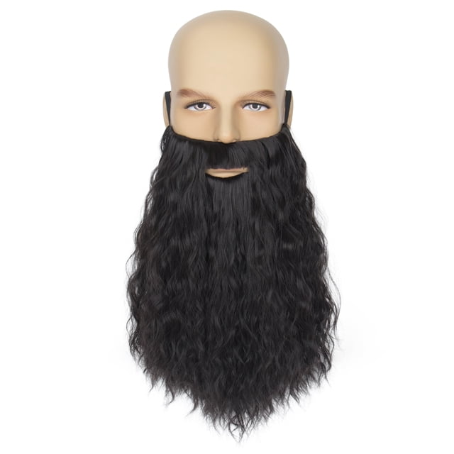 Barba falsa Yan Dream para hombre, larga y rizada, negra, para fiesta de Halloween