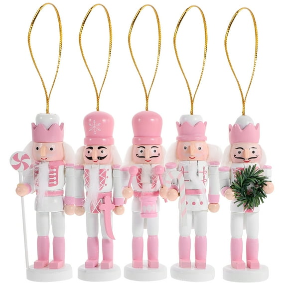 BERTDOMD 5Pcs Small Nutcracker Pendants Wooden Nutcracker Decors Hanging Nutcracker Soldier Decor