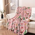 thumbnail image 2 of Pink Christmas Santa Pattern Round Blanket,Comfortable Soft Flannel Throw Blanket,All Season,Warm Lightweight Blankets for Sofa Bed Couch Living Room Chair 60"x60", 2 of 5