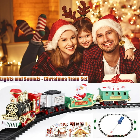 Big Save,HWRETIE Train Stations Clearance,Lights and Sounds Christmas Train Set Railway Tracks Toys,Xmas Train Gift