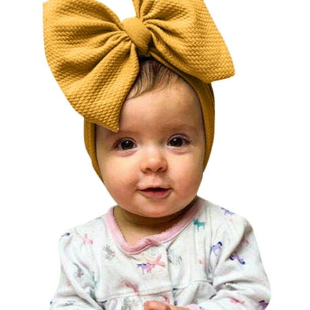 

Dadaria Baby Girl Hats 0-6M 0-6 Month Baby Cute Unisex Hat Solid Elastic Big Bow Design Hat Yellow Boys Girls