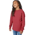 thumbnail image 4 of Hanes Kids' Garment Dyed Long Sleeve T-Shirt Crimson Fall XL, 4 of 8