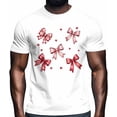 thumbnail image 2 of Camisetas para hombre, camiseta romántica de algodón con cuello redondo y lazo de corazón, manga corta para hombre, San Valentín, corazones con lazo, 2 of 8