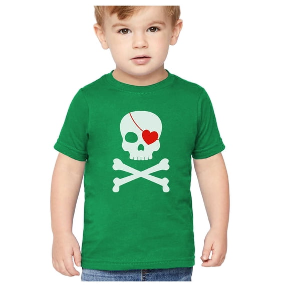 Tstars Boys Unisex Valentine's Day Shirts for Kids Love Pirate Skull and Heart Valentine's Day Best Gift Idea for Boy Toddler Kids Graphic T Shirt
