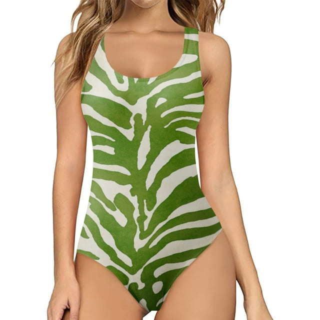 Gibobby Trajes de Baño Mujer Completo Mono sin mangas con tiras y control ajustado para mujer(Verde,CH)