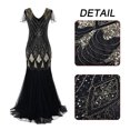 thumbnail image 3 of Vestido largo estilo flapper con flecos y lentejuelas vintage de los años 20 para mujer, vestido largo formal de noche para boda, vestidos de cóctel para fiesta, negro y dorado, 3 of 5