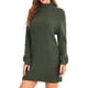 thumbnail image 1 of Vestido suéter, Vestido suéter de cuello alto para mujer Vestido suéter de punto acanalado Vestido suéter con mangas abullonadas Características de vanguardia, 1 of 7