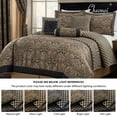 thumbnail image 4 of Chezmoi Collection Lisbon 7-Piece Black Gold Jacquard Floral Comforter Set, Queen Size, 4 of 9