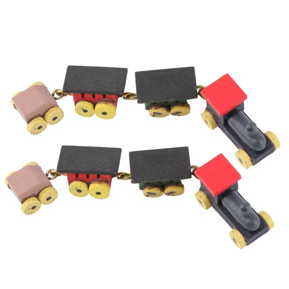 mini train toy 2Pcs Colored Mini Wooden Trains Delicate Funny Miniature House Scene Furnishing Decoration Pretend Play Toys for Kids Children