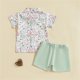 thumbnail image 4 of Odeerbi 6M-4Y Niños Trajes de Pascua de Verano Traje de Caballero de Algodón Vestido Formal Camisa de Manga Corta Cintura Elástica Pantalones Cortos Conjunto de Dos Piezas, 4 of 8