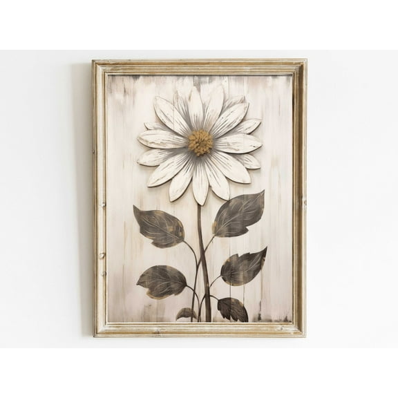 Rustic Floral Wall Decor, Rustic Floral Wall Art, Daisy Flower Print, Vintage Flower Art, Farmhouse Home Decor, Flower Wall Decor Wall Art, Modern Wall Decor, 8x12 UNFRAMED