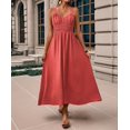 thumbnail image 2 of Women'S Smocked Maxi Dresses 2025 Summer Beach Sundress Casual Spaghetti Strap Swing A Line Long Flowy Dress Mahogany M, 2 of 7