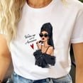 thumbnail image 4 of Camiseta de dibujos animados para mujer, ropa de manga corta, informal, de viaje, bonita, a la moda, 4 of 5