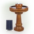 thumbnail image 2 of Alpine Corporation  29" Outdoor Birdbath Fountain with LED Lights  Classic Pedestal Solar-Powered Garden Water Feature, Brown, 2 of 5