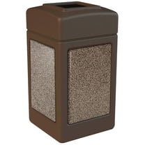Commercial Zone Products 720355 42 gal Square StoneTec Trash Receptacle, Brown with Riverstone Panels