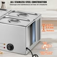 thumbnail image 3 of KFFKFF 3-Section Electric Food Heating Station, 17QT Capacity, 1200W, Adjustable Temp 86-185°F, Professional Grade Stainless Steel Countertop Buffet Server for Catering, 3 of 9