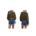 thumbnail image 3 of Women'S Oversized Cropped Cardigan Sweater Open Front Long Sleeve Button Down Knit Outwear Green S, 3 of 7