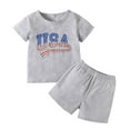 thumbnail image 2 of Lilgiuy Little Baby Boy Clothes Suit Casual Solid Color Loose Sweatshirts Retro Shorts American Flag Matching Outfit for Sport Beach, 2 of 5