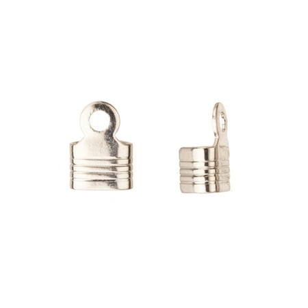 - 10mm Platinum-Finished Line Textured Square Fold-Over Cord End Fit Up To 5mm Cord pack of 150