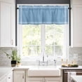 thumbnail image 3 of Dusty Blue Kitchen Curtains Valance and Tier Set Solid Color Rod Pocket Short Curtains for Small Window 3 Pieces Set for Bedroom Bathroom Cafe (54" x 18"+27" x 24"), 3 of 7