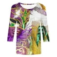 thumbnail image 4 of Penkiiy Blouse de Carnaval Manches 3/4 Chemise de Printemps Tee Quotidien Imprimé Masque Blouse Mardi Gras Col Rond 2024 Tee Tunique Habillée m Multicolore, 4 of 5