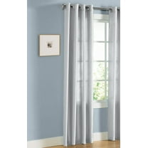 1 PANEL Nancy SOLID SILVER GRAY SEMI SHEER WINDOW FAUX SILK ANTIQUE BRONZE GROMMETS CURTAIN DRAPES 55 WIDE X 108" LENGTH