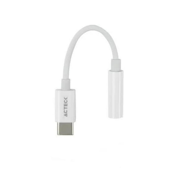 Adaptador Convertidor Acteck AC-934831 USB Tipo C a Jack 3.5mm Blanco